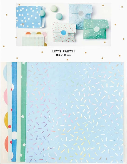 Paper Bags Light Blue Mint Designs & Multicolored Stickers 20pcs