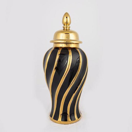 Estheti Home Ceramic Vase Black Gold Φ17.5x40.8cm 752-20032