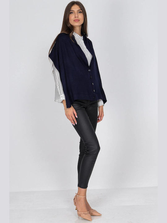 Women's Cardigan with Buttons navy blue