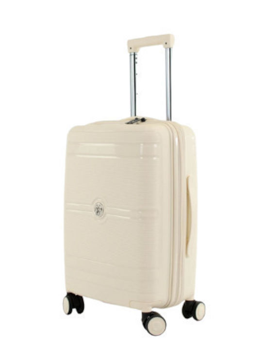Y Not? Cabin Travel Suitcase Hard Ivory Beige with 4 Wheels Height 55cm SHI43001