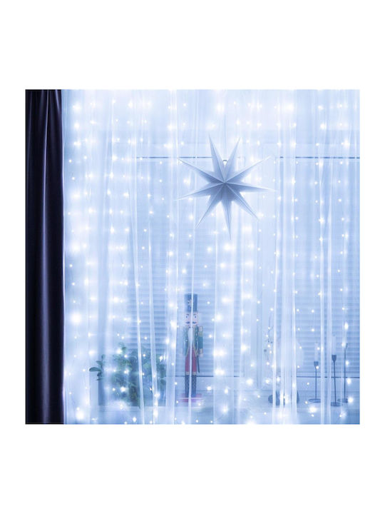200 Λαμπάκια LED 2μ. x 200εκ. Λευκά USB τύπου Κουρτίνα