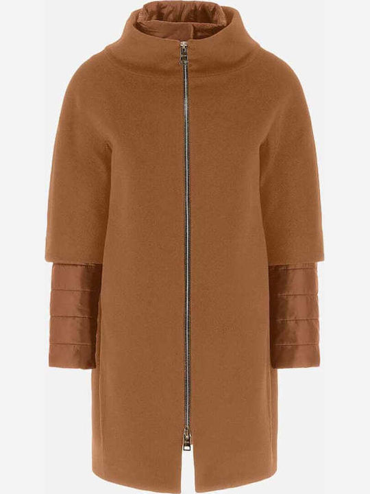 Wolle Damen Braun Mantel mit Reißverschluss
