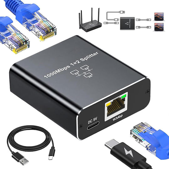 Separator de Semnal Ethernet Zola Plastic Oțel Inoxidabil Led 5.7x5.3x2.1 Negru