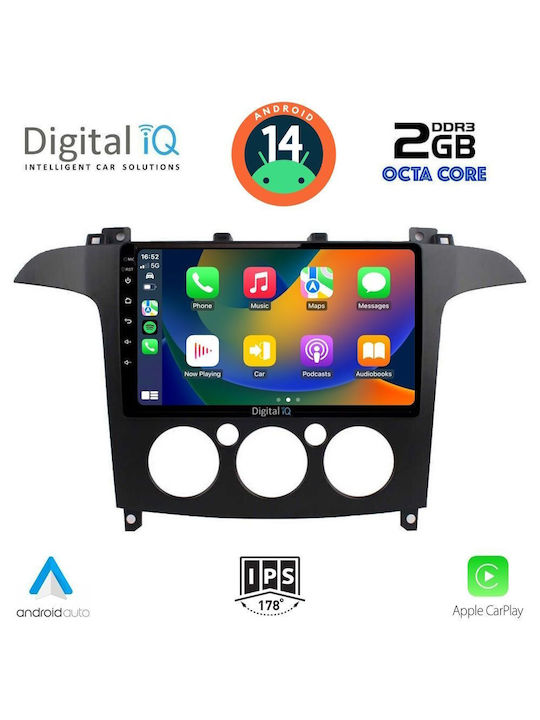 Digital IQ Car Audio System for Ford S-Max 2006-2014 with A/C (Bluetooth/USB/AUX/WiFi/GPS) with Touch Screen 9"