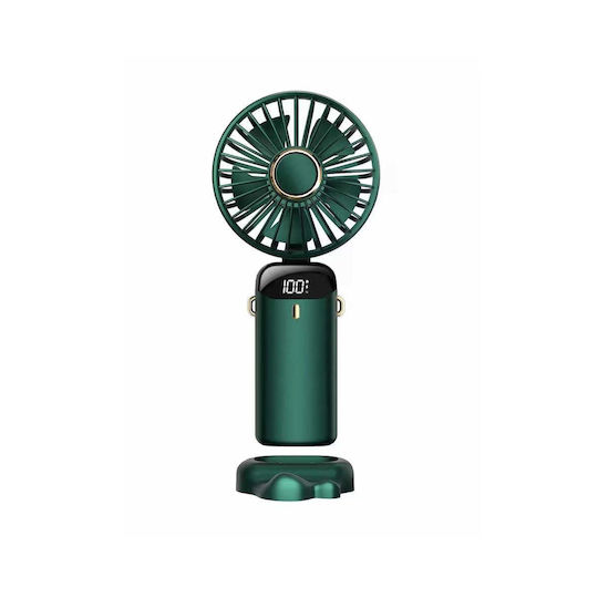 Ultra Tragbarer Ventilator Aromatherapie Flippy 3 In 1 Handheld Tisch Nacken 5 Geschwindigkeitsstufen USB-Aufladung 12h Akkulaufzeit Faltbar LCD-Bildschirm Grün