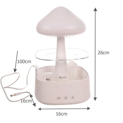 Mushroom-shaped Humidifier Zola Aroma Diffuser Rain Effect 6 Led Diodes 8 Color Changing Modes