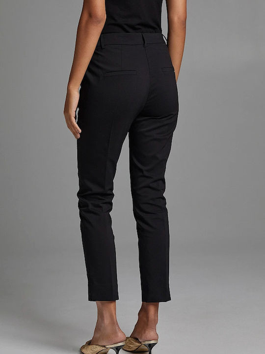 BSB Women's High-waisted Cotton Trousers in Regular Fit Black