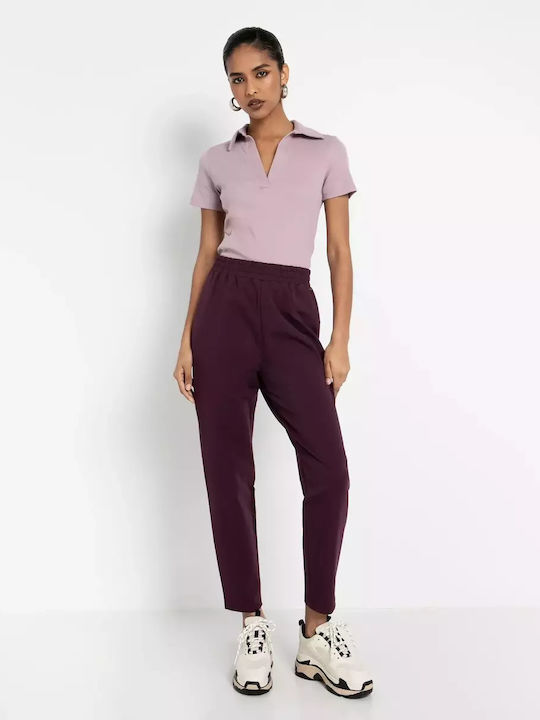 Toi&Moi Women's Polo Blouse Short Sleeve Purple