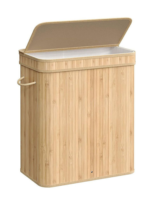 Songmics Καλάθι Απλύτων Bamboo με Καπάκι 54.5x34.5x61cm Μπεζ