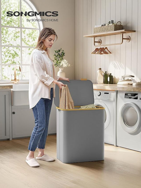 Songmics Σετ Καλάθια Απλύτων Υφασμάτινα 150lt με Καπάκι 60x38.5x70.5cm Γκρι