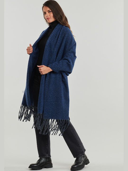 Colored Pocke Frauen Wollschal Blau