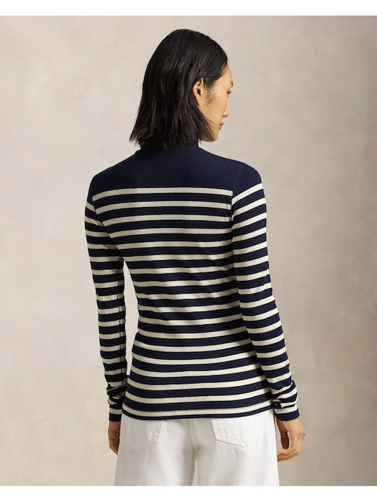 Ralph Lauren Women's Polo Blouse Long Sleeve Striped Navy/Cream