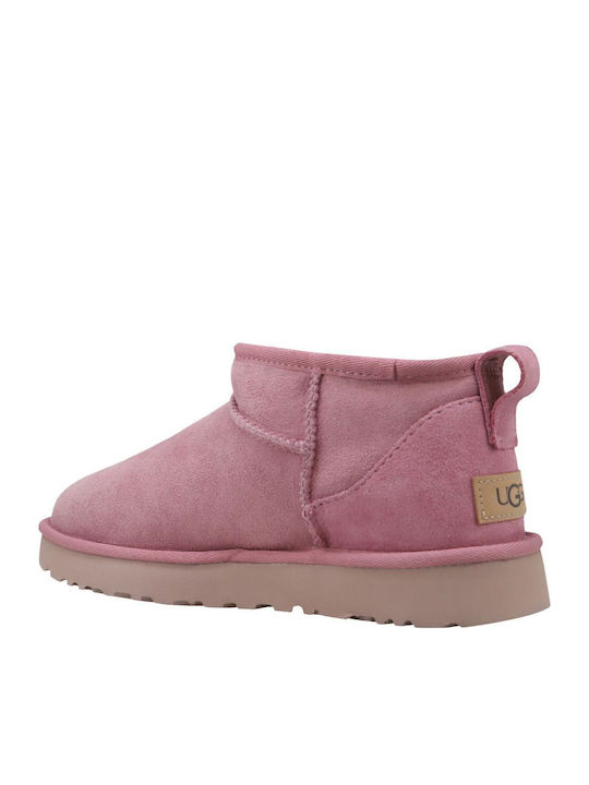 Classic Ultra Mini Ghete Dama De Piele Cu Blană Roz