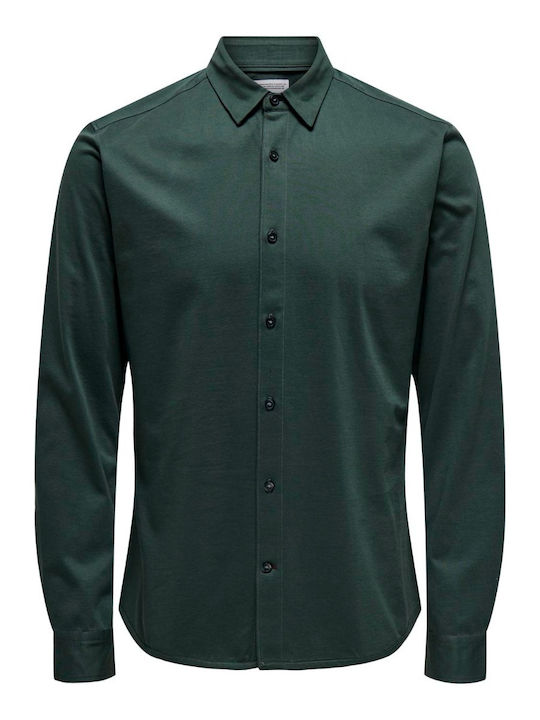 Only & Sons Langärmlig Baumwolle Hemd Darkest Spruce, Green