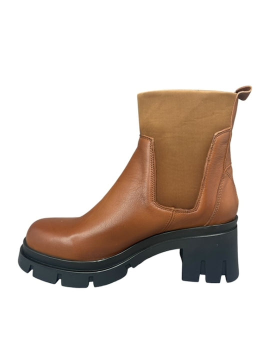Leder Stiefeletten Damen Tabac Braun
