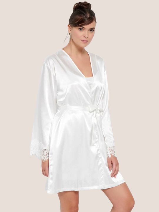 Luna Winter Women's Satin Robe Ivory Coast