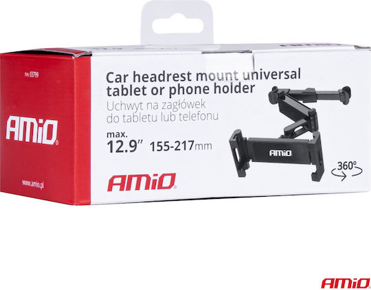 AMiO Car Mobile Mount 6.5" - 12.9" with Adjustable Hooks Black