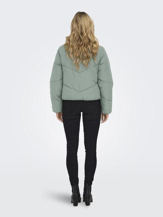 Only Women's Short Puffer Jacket for Winter Mint