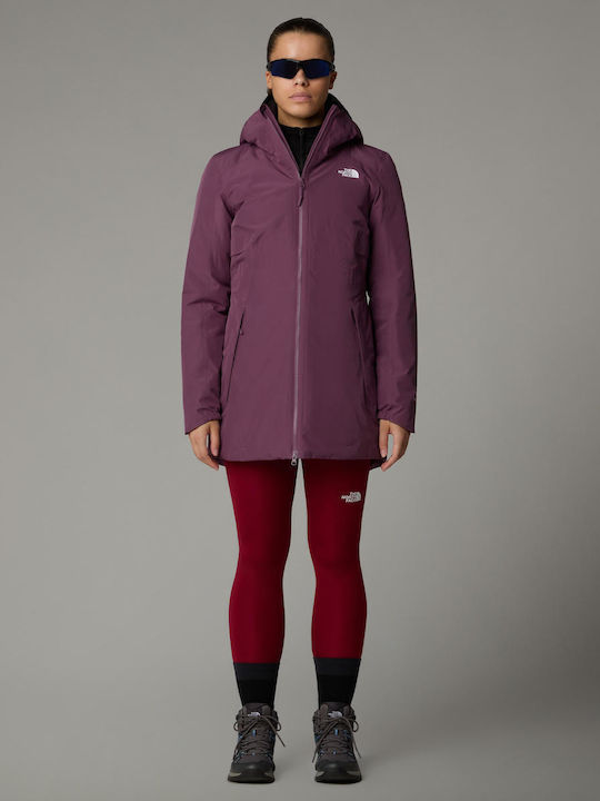 Hikesteller Insulated Women's for Hiking Short Parka Jacket Waterproof for Winter with Hood Midnight Mauve