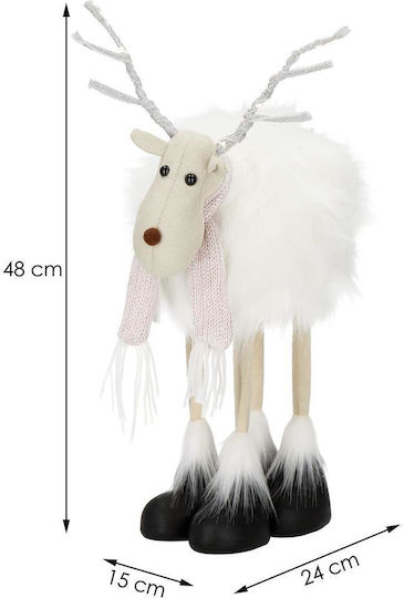 Christmas Figurine White Reindeer with Scarf Height 48cm