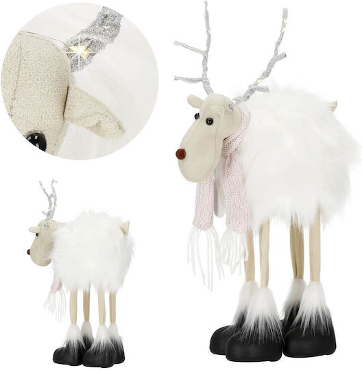 Christmas Figurine White Reindeer with Scarf Height 48cm