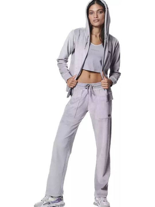 Дамска Суитшърт Жакет Велур Худи Lilac Grey