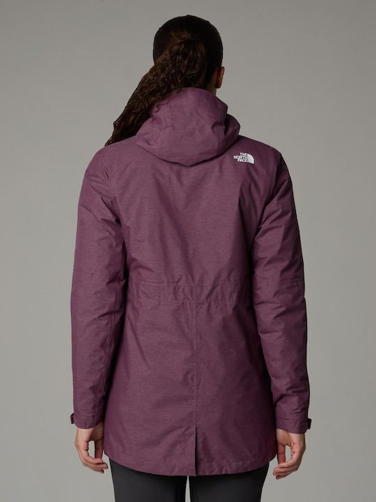 The North Face Women's Short Parka Jacket Waterproof for Winter Purple