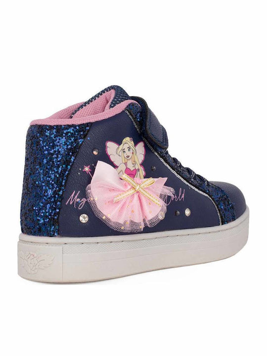 Mille Stelle Kids Sneakers High Anatomic with Scratch Blue