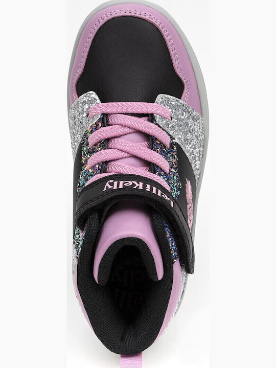 Gaia Παιδικά Sneakers High με Σκρατς Μαύρα