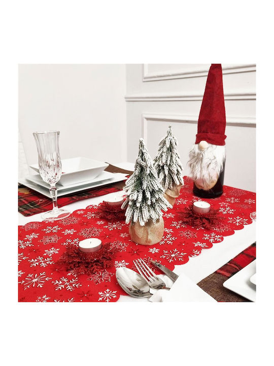 Weihnachtlich Tischtuch Stoff Rot L34xB187cm.
