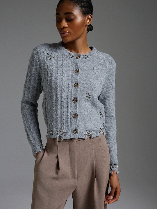 BSB Women's Knitted Cardigan with Buttons Gray