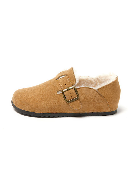 Jomix Closed Women's Slippers With fur in Brown color