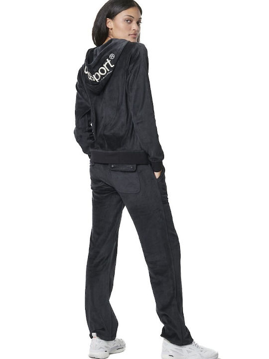 Body Action Damen-Sweatpants Schwarz Samt