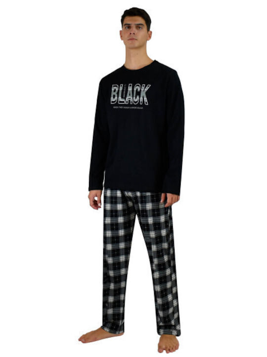 Poleren Men's Winter Pajamas Set Black