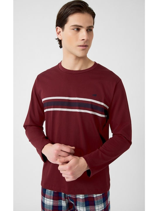 Minerva Bull Men's Winter Checked Pajamas Set Burgundy