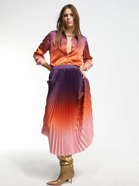 Lola Casademunt Pleated Midi Skirt in Purple color