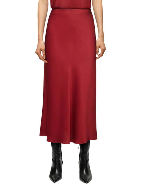 Drykorn Satin Midi Rock in Rot Farbe