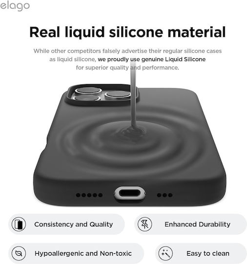 Elago Premium Liquid Back Cover Silicon Negru (iPhone 16 Pro)