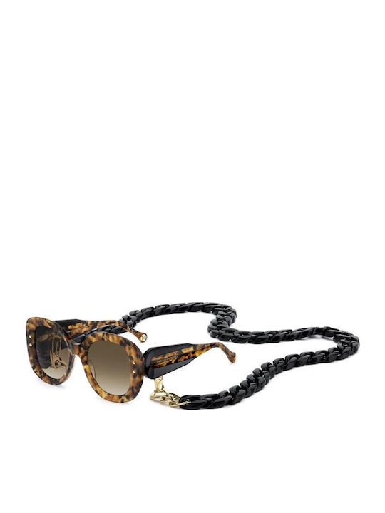 Carolina Herrera Women's Sunglasses with Brown Tartaruga Plastic Frame and Brown Gradient Lens