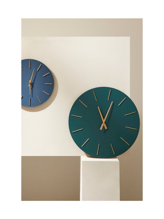 Bizzotto Timeline Ρολόι Τοίχου Ξύλινο Πετρόλ 60x5cm
