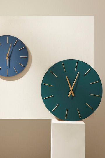 Bizzotto Timeline Wooden Petrol Blue Wall Clock 60x5cm