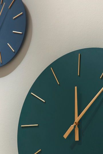 Bizzotto Timeline Wooden Petrol Blue Wall Clock 60x5cm
