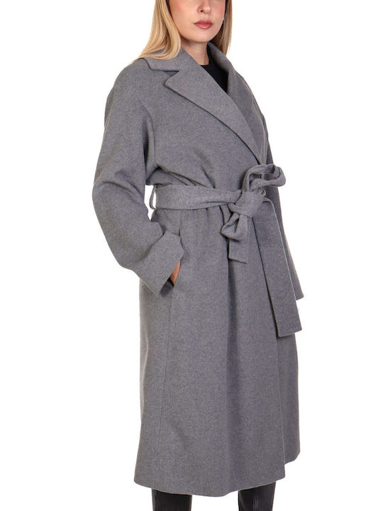 Hugo Boss Women's Coat with Belt Gray