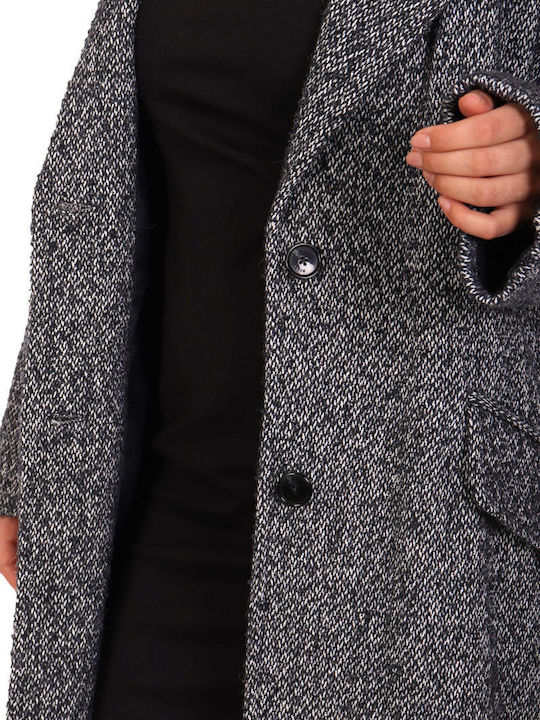 Wool Women's Gray Coat with Buttons
