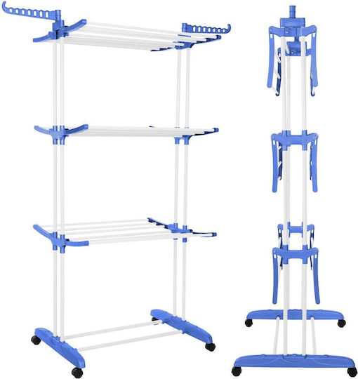 Vertical Clothes Dryer Mobile Foldable Two Hangers 75x57x170cm Load Capacity 15kg