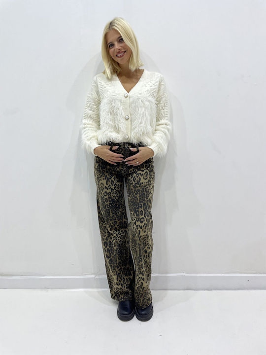 Sapidis Damenjeanshose in Gerader Linie Leopard