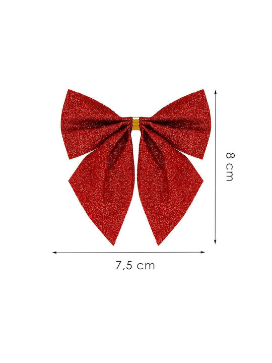Hängender Bogen Ornament Rot mit Glitzer Set 6Stück