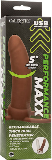 Calexotics Performance Maxx Rechargeable Thick Dual Penetrator Brown Skin Tone