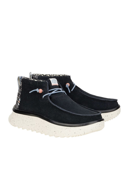 Wendy Peak Hi Suede Suede Γυναικεία Μποτάκια με Πλατφόρμα Μαύρα