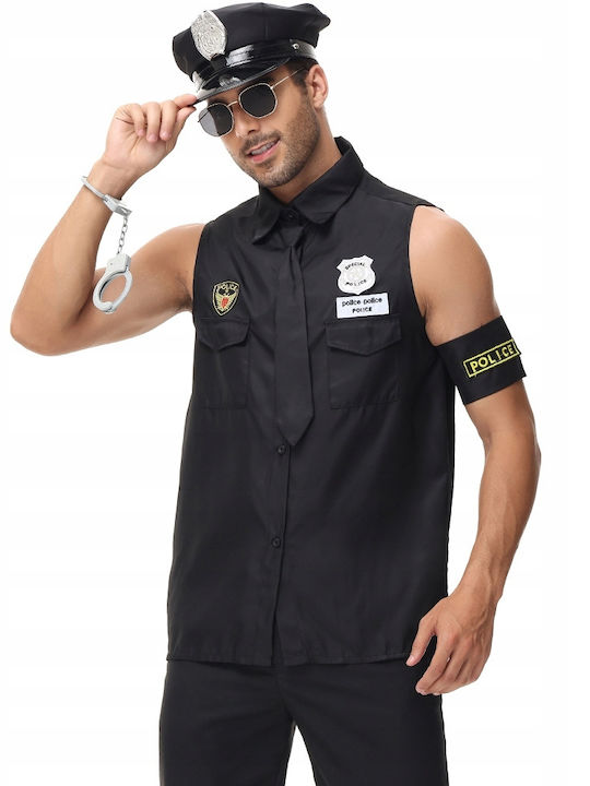 Police Officer Costume Men Police Disguise Halloween Carnival XL